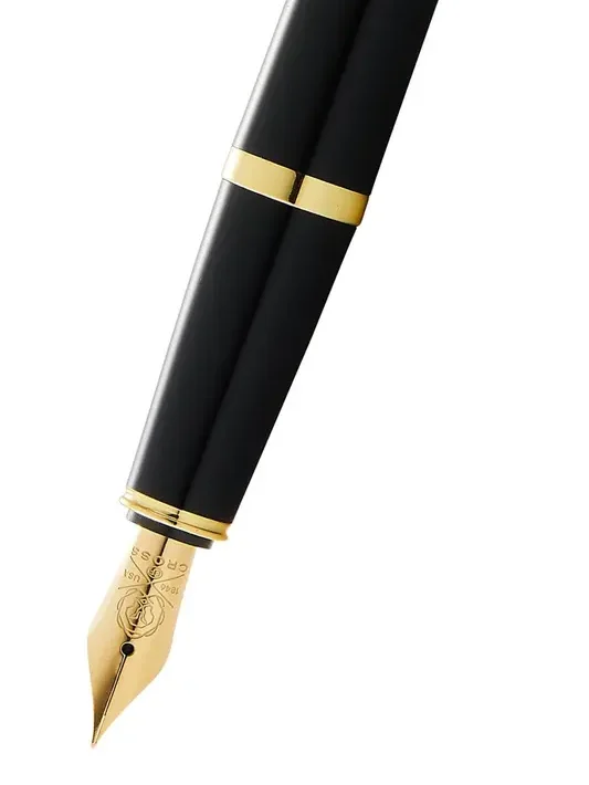 cross_bailey_light_black_gold_fine_2_1_533x1066 Cross Bailey Light Fountain Pen - Black w/ Gold Colored Trim