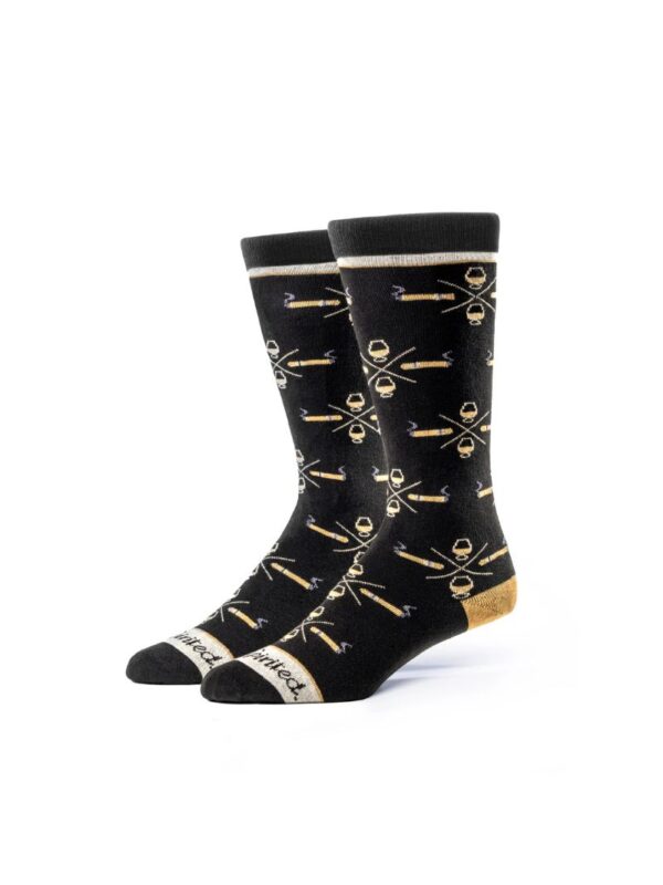 Bourbon Cousins Cigar and Whiskey Socks - Black & Tan