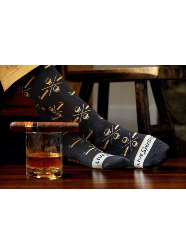 Bourbon Cousins Cigar and Whiskey Socks - Black & Tan