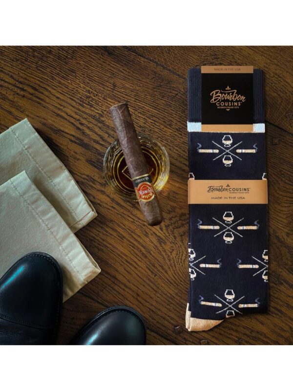 Bourbon Cousins Cigar and Whiskey Socks - Black & Tan
