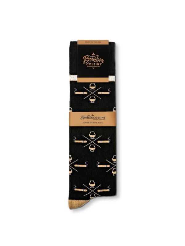 Bourbon Cousins Cigar and Whiskey Socks - Black & Tan