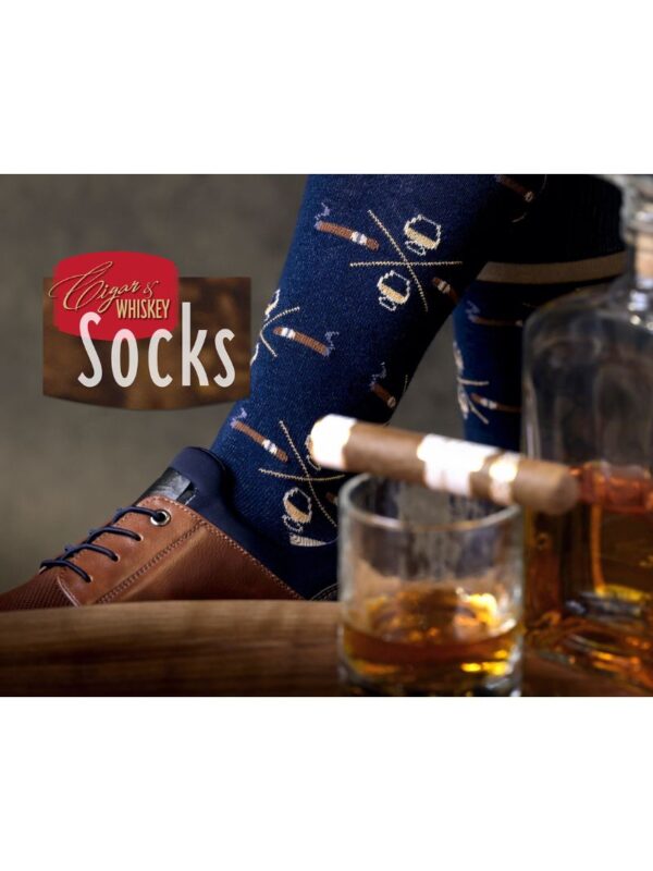 socks_cigar_whiskey_navy_tan_1_800x1066 Bourbon Cousins Cigar and Whiskey Socks - Navy & Tan