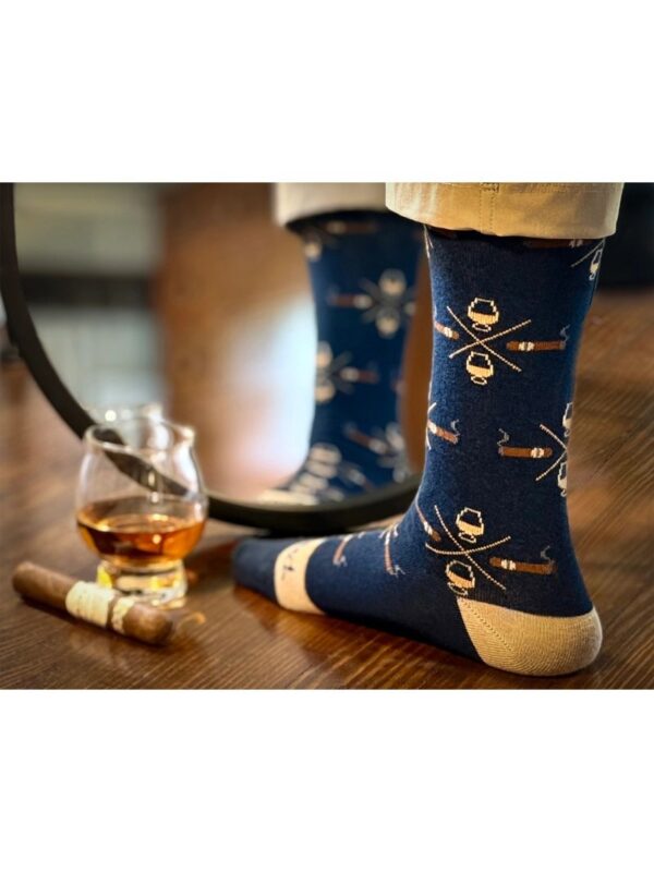 socks_cigar_whiskey_navy_tan_2_800x1066 Bourbon Cousins Cigar and Whiskey Socks - Navy & Tan