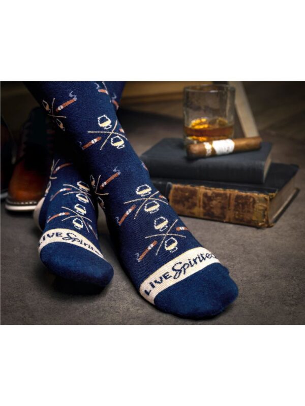 socks_cigar_whiskey_navy_tan_3_800x1066 Bourbon Cousins Cigar and Whiskey Socks - Navy & Tan