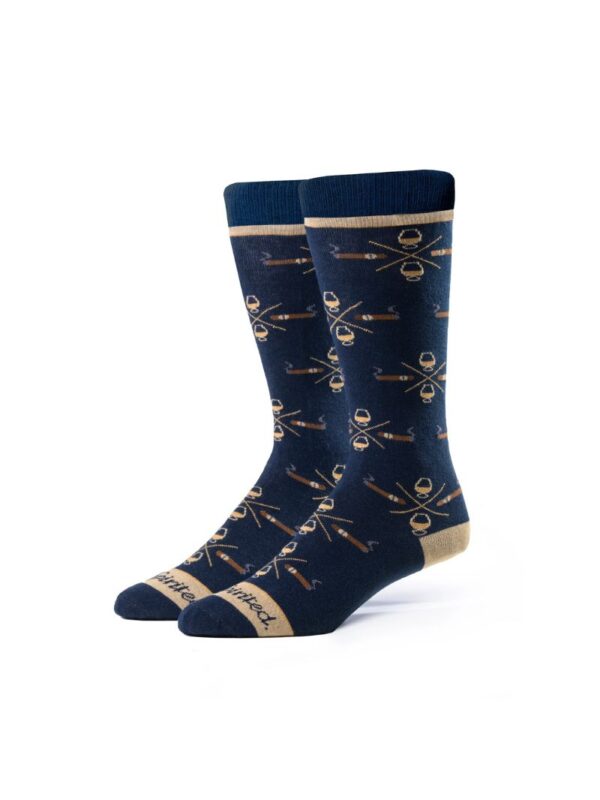 socks_cigar_whiskey_navy_tan_4_800x1066 Bourbon Cousins Cigar and Whiskey Socks - Navy & Tan