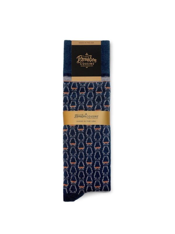 socks_whiskey_glasses_navy_brown_2_800x1066 Bourbon Cousins Whiskey Glasses Socks - Navy & Brown
